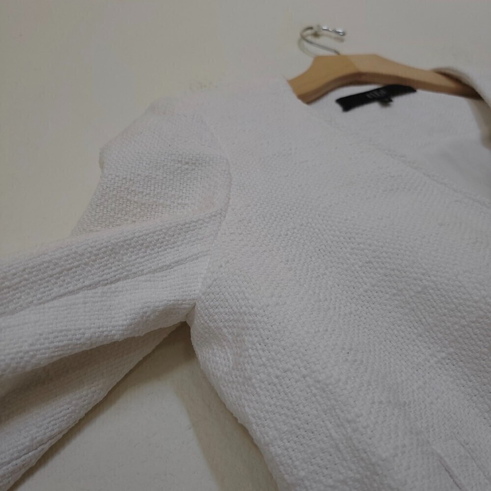 TIBI NY 100% Cotton Cropped Asymmetrical Knit Moto Jacket White 6 Quirt Luxury - Picture 10 of 16